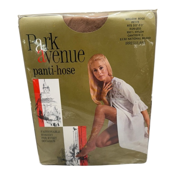 Vintage Park Avenue Pantyhose Mellow Beige Petite 100% Nylon Cantrece Irregular - Picture 1 of 2